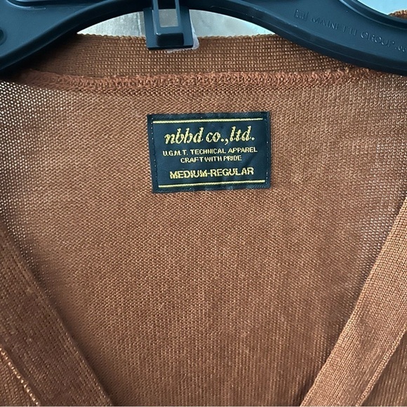 NEIGHBORHOOD Men's sz M Dark Orange Wool Blend Cardigan Vneck Long Slee… - Picture 4 of 10